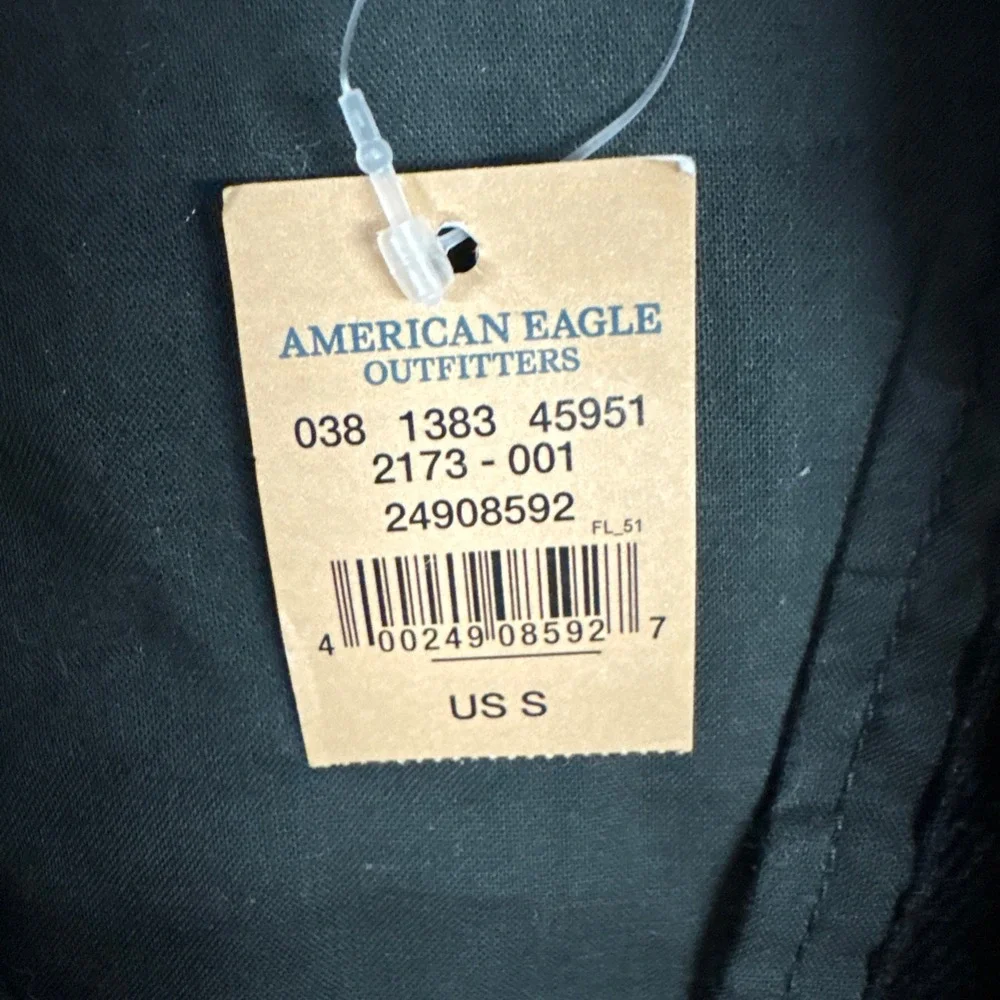 American Eagle Bomber Jacket Women Small Black Sherpa Fleece Full Zip NWT New